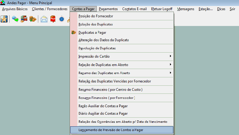 Arquivo:Menu lancamento de previsao de contas a pagar.png